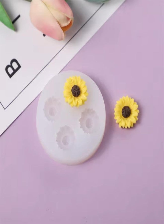 Skytail 4 Slot Daisy Sunflower Silicone Candle Mould for Candle Making Aromatherapy Lotus Candle Mini Wax Melts Home Decorations 3D Different Size Flower Polymer Clay Resin Gum Paste Sugar Craft - Image 1